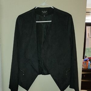 Ava & Viv Black Draped Open-Front Blazer